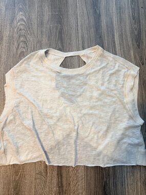 Free People Cream Sleeveless Crop Tee with Keyhole Back